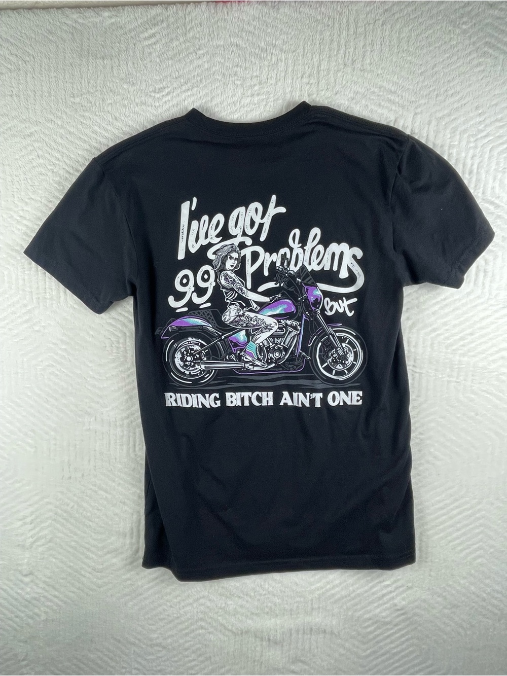 Black Short-Sleeve Graphic Motorcycle Tee - Bold Back Print